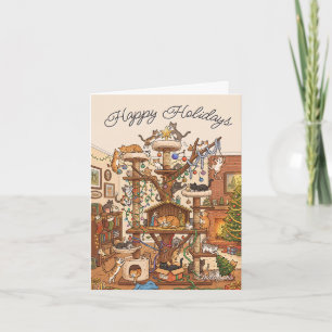 Merry Catmas Tree Cozy Feline Christmas Holiday Card