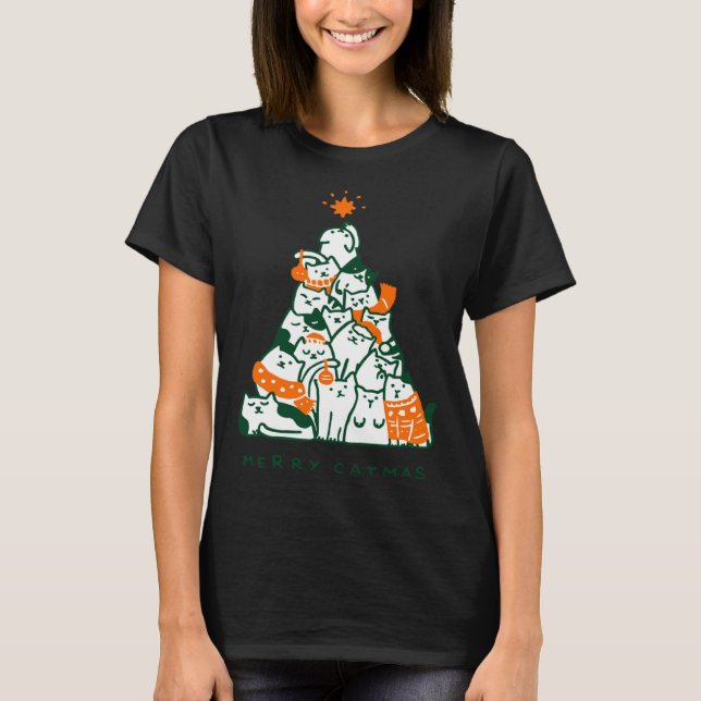 Merry Catmas Tree T-Shirt (Front)
