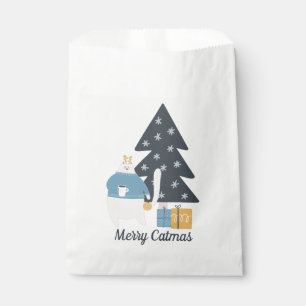 Merry Catmas white cat Christmas ornament tree   Favour Bag
