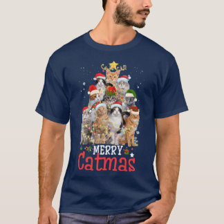 Merry Catmas Xmas Gift Funny Cat Christmasree girl T-Shirt