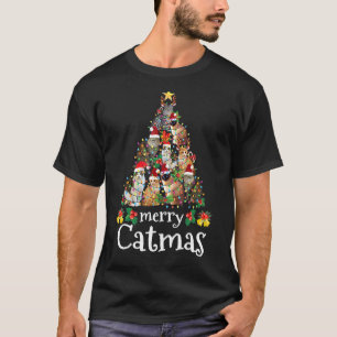 Merry Catmas Xmas  Men Women Kids Funny Cat Christ T-Shirt