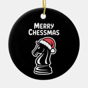 Merry Chessmas Christmas Chess Xmas Santa Hat Ceramic Ornament