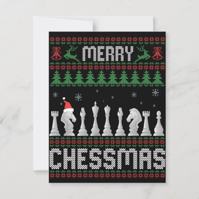 Merry Chessmas Funny Chess christmas Ugly Sweater Card (Front)