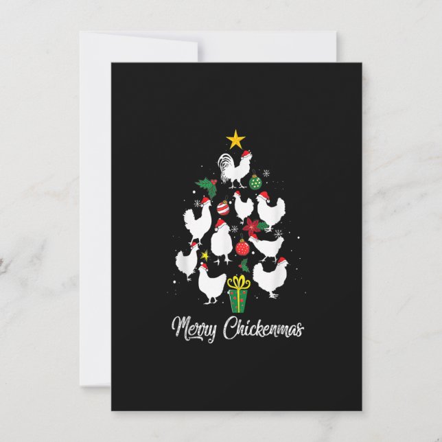 Merry Chickenmas Chicken Christmas Tree Funny Xmas Invitation (Front)