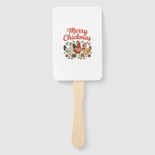 Merry Chickmas Chicken Christmas Hand Fan