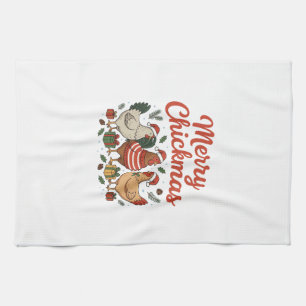 Merry Chickmas Chicken Christmas Kitchen Towel