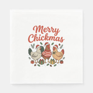 Merry Chickmas Chicken Christmas Napkin