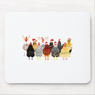 Merry Chickmas Chicken Christmas Ornament Lights S Mouse Pad