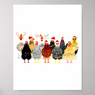 Merry Chickmas Chicken Christmas Ornament Lights S Poster