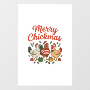 Merry Chickmas Chicken Christmas Window Cling