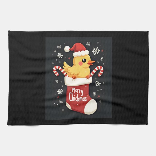 Merry Chickmas Chicken Kitchen Towel (Horizontal)