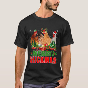 Merry Chickmas Chickens Santa Hat Farmers Christma T-Shirt