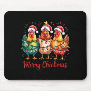 Merry Chickmas Christmas Chicken Santa Hat Chicken Mouse Pad
