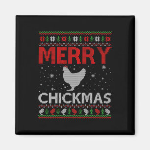 Merry Chickmas Matching Family Santa Hat Chicken C Magnet