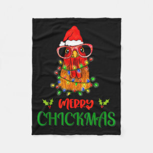 Merry Chickmas Ornament Lights Chicken Farmer Chri Fleece Blanket