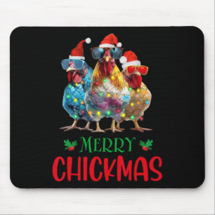 Merry Chickmas Ornament Lights Chicken Farmer Chri Mouse Pad