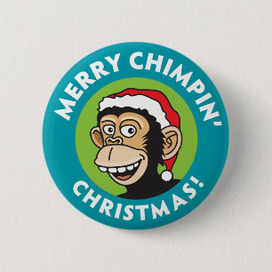 Merry Chimpin' Christmas 2 Inch Round Button