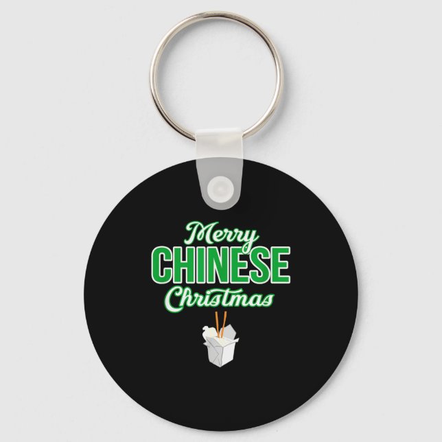 Merry Chinese Christmas Xmas Funny Restaurant Take Keychain (Front)