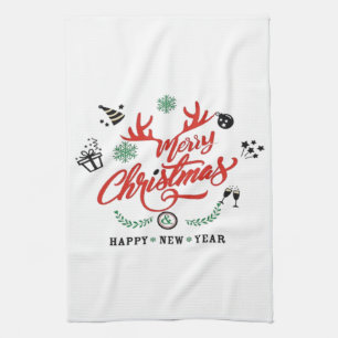 Merry Chirstmas Happy New Year Kitchen Towel