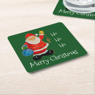 Merry Chirstmas with Santa Beverage Coasters