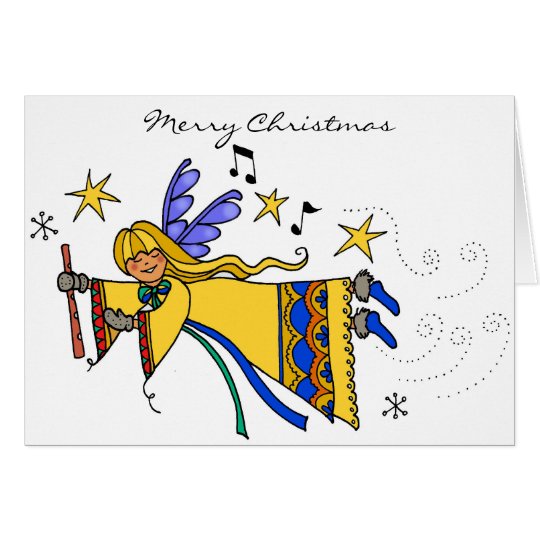 Merry Chistmas Angel Ukrainian Folk Art Card