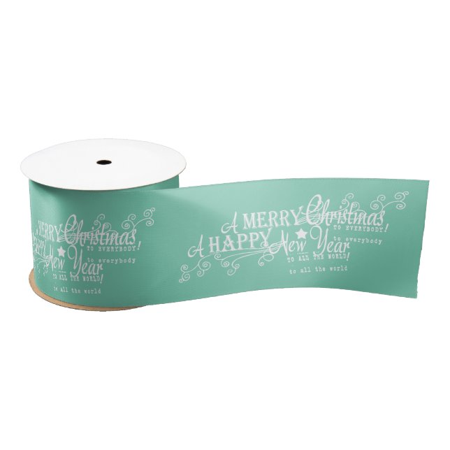 Merry Chistmas Happy New Year Christmas Ribbon Satin Ribbon (Spool)