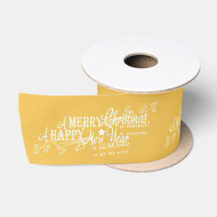 Merry Chistmas Happy New Year Christmas Ribbon Satin Ribbon