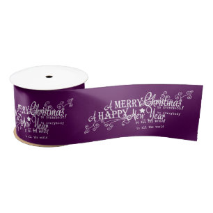 Merry Chistmas Happy New Year Christmas Ribbon Satin Ribbon