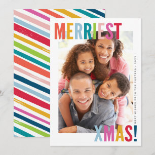 MERRY CHISTMAS PHOTO modern bold family colourful Holiday Card
