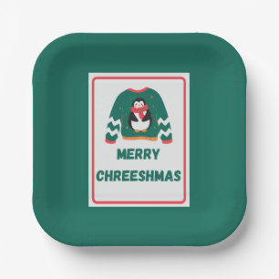 Merry Chreeshmas Penguin Sweater Paper Plate
