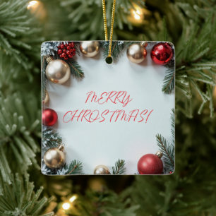 MERRY CHRIATMAS CERAMIC ORNAMENT