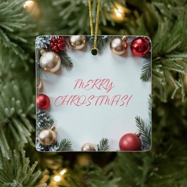 MERRY CHRIATMAS  CERAMIC ORNAMENT (Tree)