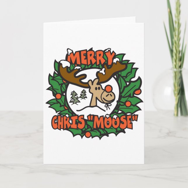 Merry Chris Moose Holiday Card (Front)