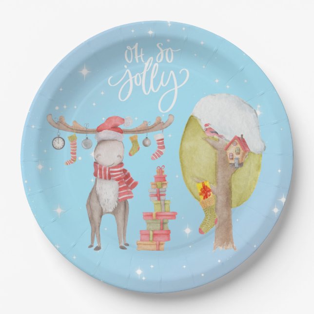 Merry Chris Moose - Oh So Jolly    Paper Plate (Front)