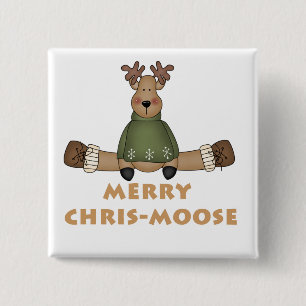 Merry Chris-Moose T-shirts and Gifts 2 Inch Square Button