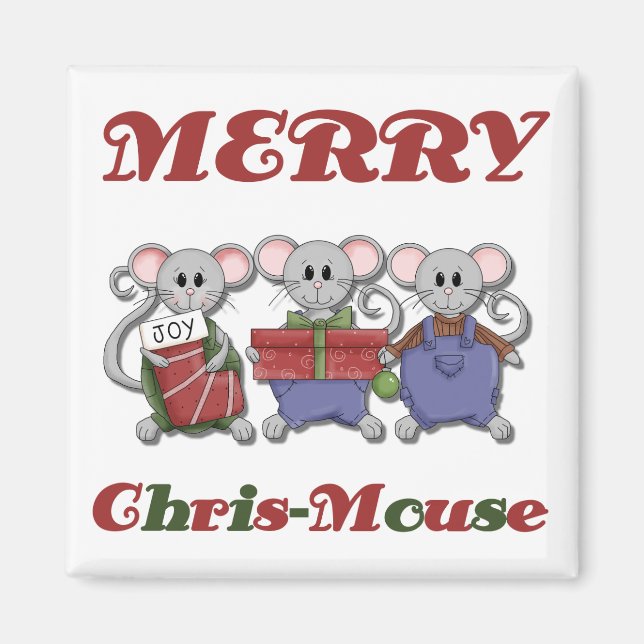 Merry Chris-Mouse Tshirts and Gifts Magnet (Front)