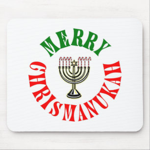 Merry Chrismanukah- Christmas Chanukah Menorah Mouse Pad