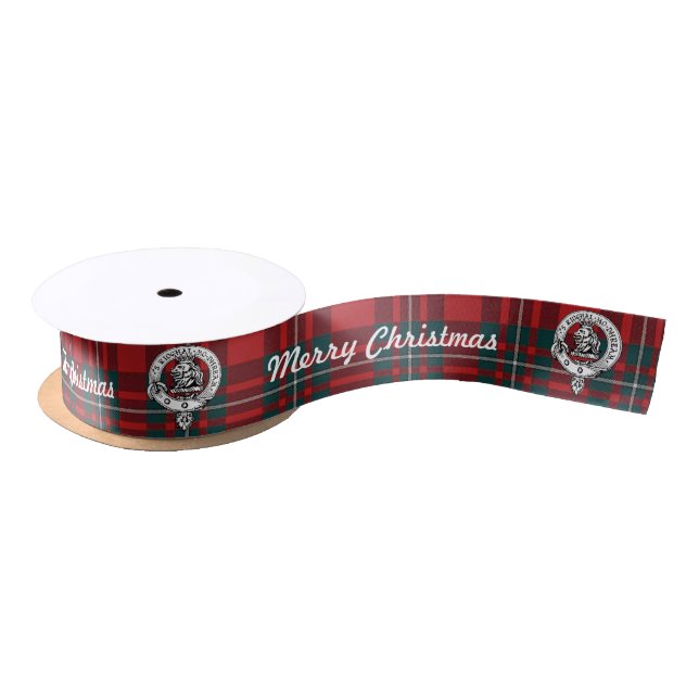 Merry Chrismas MacGregor Tartan 2 yd Clan Badge Satin Ribbon (Spool)
