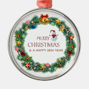 merry chrismas metal ornament
