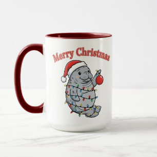 Merry Chrismiss Manatee Cute Chubby Sea Cow Xmas Mug