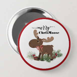 Merry ChrisMoose 4 Inch Round Button