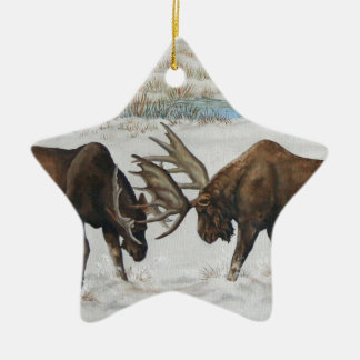 Merry Chrismoose Bull Moose Wildlife Art Ceramic Ornament