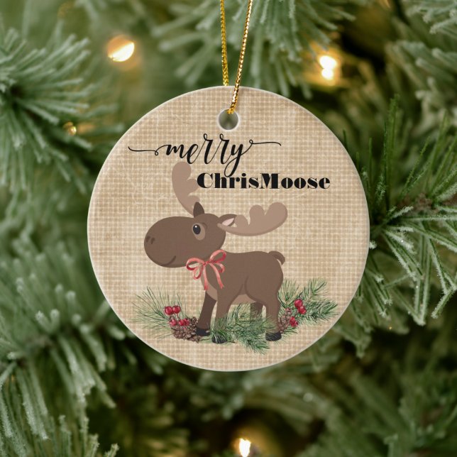 Merry ChrisMoose Ceramic Ornament (Tree)