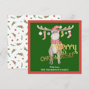 Merry ChrisMoose Watercolor Christmas Card
