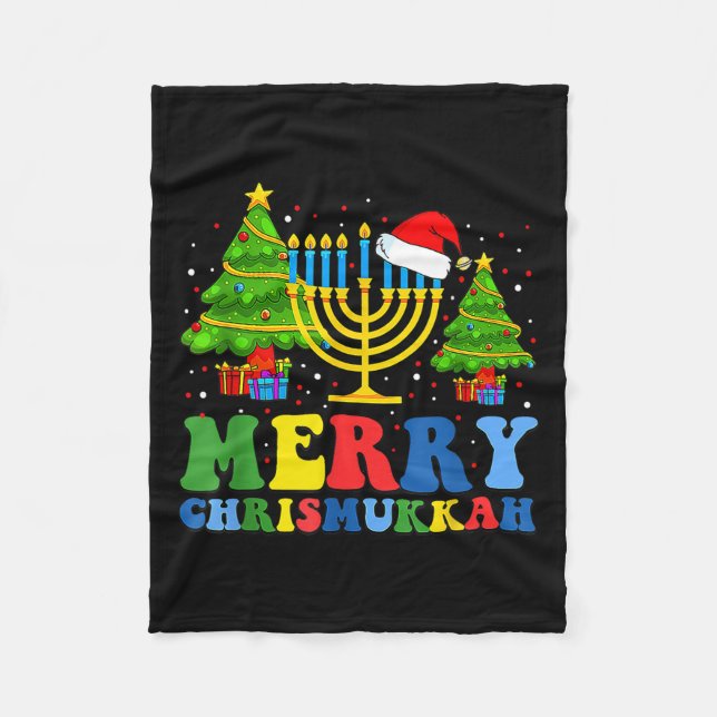 Merry Chrismukkah 2024 Happy Hanukkah Christmas Sa Fleece Blanket (Front)