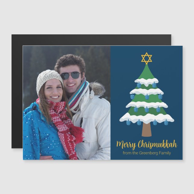 Merry Chrismukkah - Carte magnétique photo de la f (Devant / Derrière)