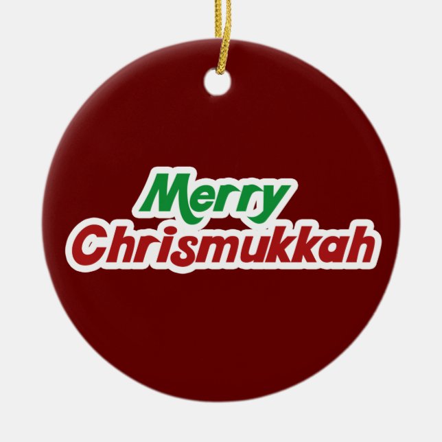 Merry Chrismukkah Ceramic Ornament (Front)