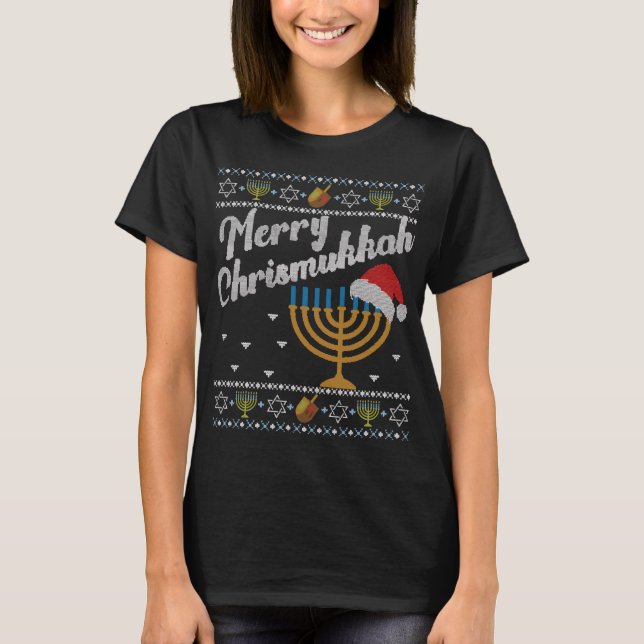 Merry Chrismukkah Christmas Hanukkah T-Shirt (Front)