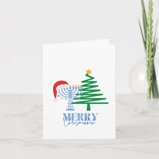 Merry Chrismukkah Cute Folded Greeting Card (Front)