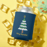 Merry Chrismukkah Cute Hanukkah Christmas Party Can Cooler<br><div class="desc">This cute Merry Chrismukkah party can cooler features a green Christmas tree decorated with blue dreidel ornaments and a gold Jewish Star of David at the top for Hanukkah to combine the 2 holidays for a family that celebrates both.</div>